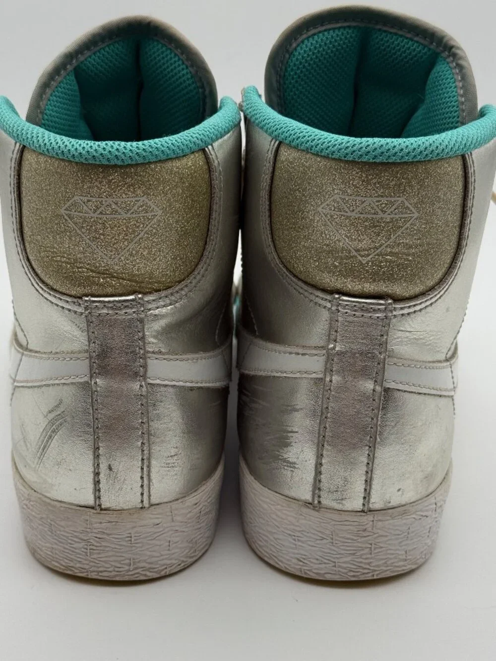 Nike Blazer High Freeze Queens Metallic Silver Sneakers Women's 8.5
